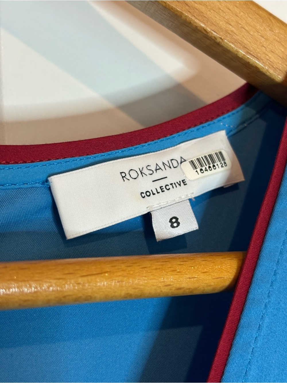 Roksanda Collective Vibrant Blue Red Trim V-neck Sleeveless Flare Midi Dress 8 - Picture 13 of 13